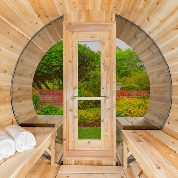 Leisurecraft Canadian Timber Serenity with Windows Barrel Sauna