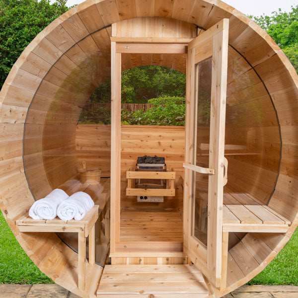 Leisurecraft Canadian Timber Serenity with Windows Barrel Sauna