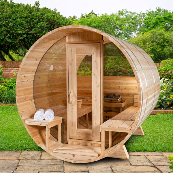 Leisurecraft Canadian Timber Serenity with Windows Barrel Sauna