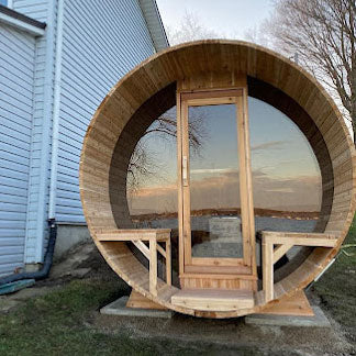 Leisurecraft Canadian Timber Tranquility with Windows Barrel Sauna